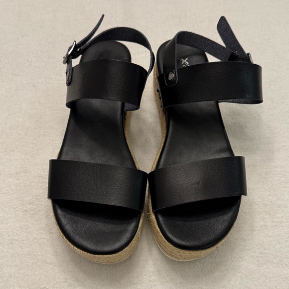 Black Espadrille Wedge Sandals Ankle Strap Women’s Size 9 - Picture 4 of 7